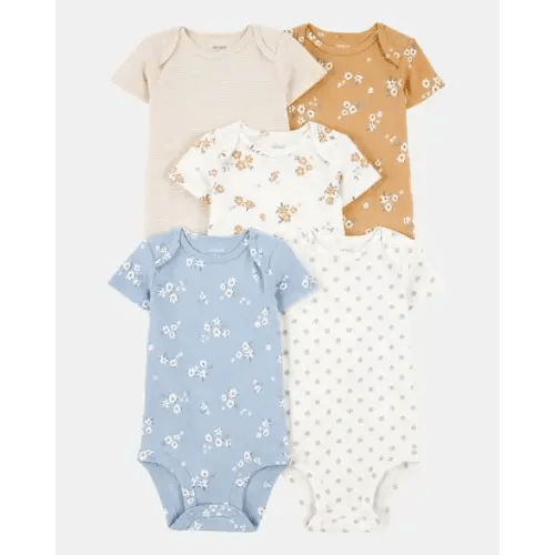 Baby 5-Pack Floral Short-Sleeve Cotton Bodysuits | Carter's