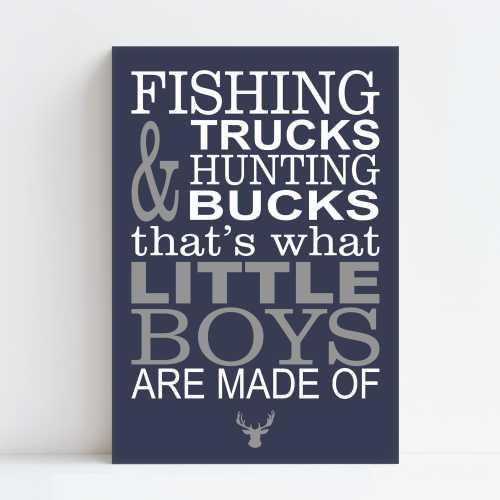 Sportsman Nursery Wall Decor | Little Boys Room Sign "Little Boys are made of..." with Deer Head
