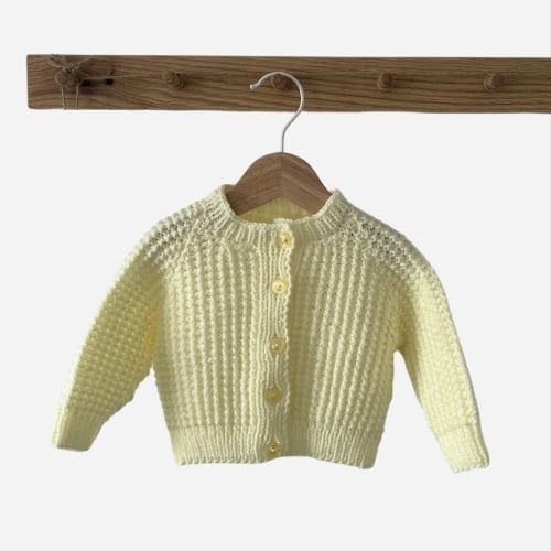 Handmade Knitted Baby Cardigan - 0-6 Months | Yellow