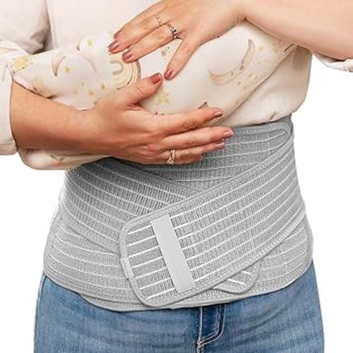 haakaa Postpartum Belly Band, Postpartum Belly Wrap Back Support, Postpartum Essentials for Natural Delivery and C-Section Recovery, Abdominal Binder, Daily Wear, L