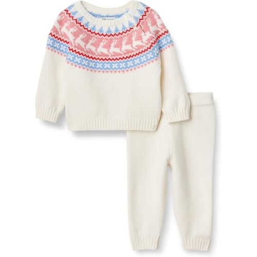 Amazon Essentials x Sofia Grainge Toddler and Baby Boys' Cotton-Nylon Knit Sweater Set with Crew Neckline