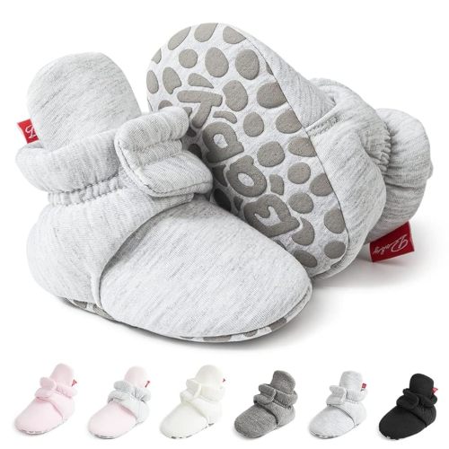 Meckior Infant Baby Boys Girls Cotton Booties Winter Fleece Warm Cozy Socks Soft Bottom Newborn Toddler First Walkers Crib Shoes with Grippers