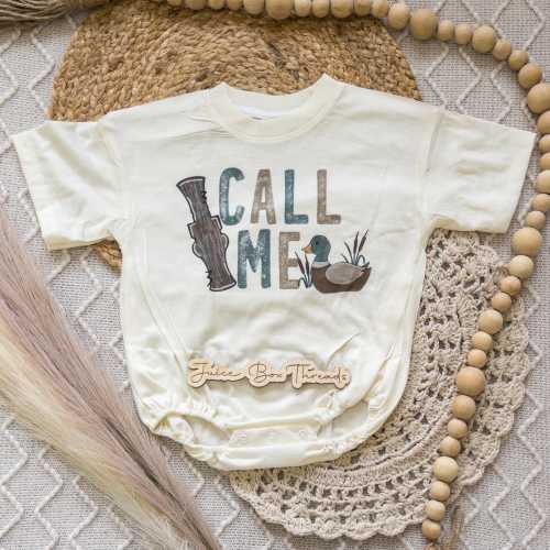 Call Me Duck Hunting Boy Bubble Romper Bodysuit, Duck Call Tee, Duck Hunting Kid's Shirt, Boy Hunting Oversized Baggy Romper, CPSC Compliant