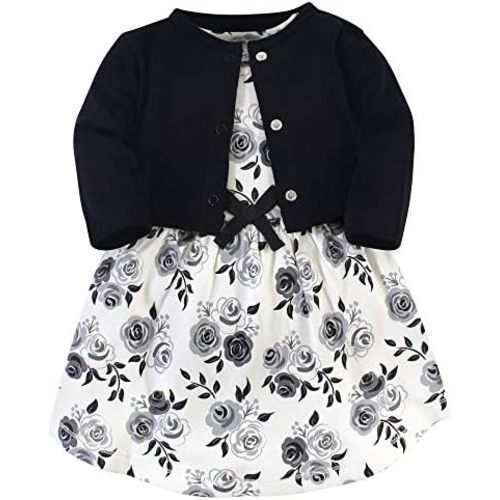 Touched by Nature Infant Toddler Girls Organic Cotton Dress and Cardigan, Rainbows Sunshine