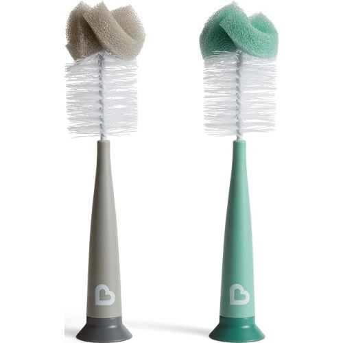 Munchkin Sponge Bottle Brush, Grey/Sage, 2 Count (Pack of 1)