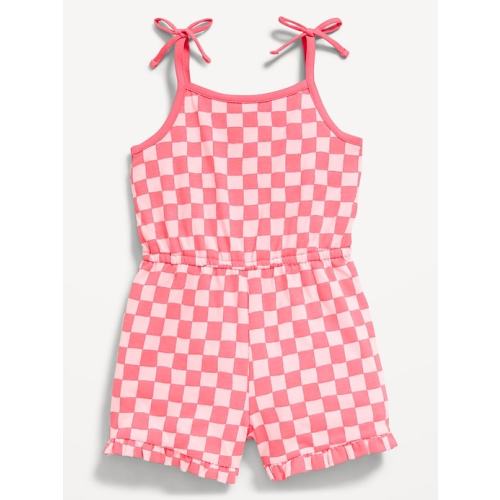 Printed Sleeveless Tie-Bow Romper for Toddler Girls