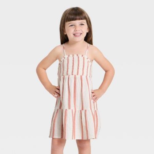 Baby Girls' Terracotta Striped Gauze Dress - Cat & Jack™ Off-White 12M