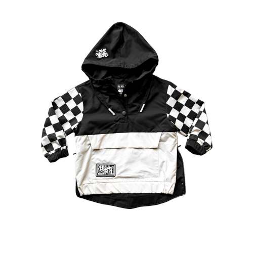 Pullover Windbreaker in Black/Oat