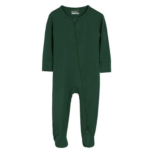 AQUTE Baby Bamboo Fiber Onesie Long Sleeve Footed Pajamas Zipper Sleeper Jumpsuit for Girl & Boy - Army Green, 12