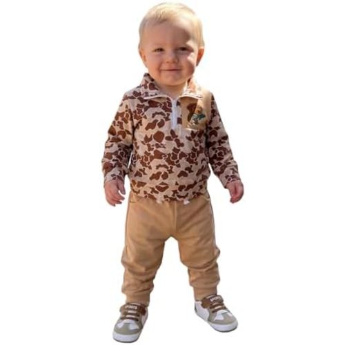 Toddler Baby Boy Fall Clothes Long Sleeve Stand Collar Sweatshirt Tops + Joggers Pants Winter Sweatsuit Set