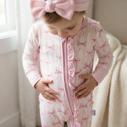 Bamboo Ruffle Zippy Pajama Rosy Ribbon – SofiaMila