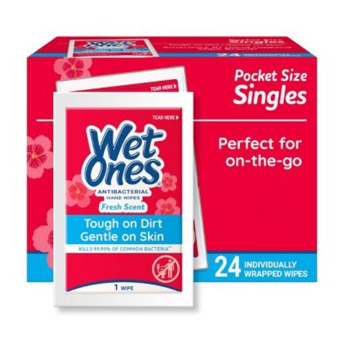 Wet Ones Antibacterial Hand Wipes Singles - Fresh Scent - 24ct