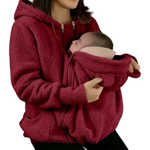 Women Fleece Zip Up 3 In 1 Baby Wearing Jacket, For Baby Wearing Clothes