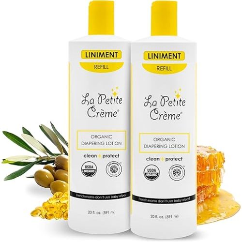 La Petite Creme French Premium Liniment Baby Lotion - Diaper Rash Cream, Ideal for Baby Skin Care (40 oz) - Alternative to Baby Wipes, Clean, Protect & Restore - Organic Ingredients - Baby Essentials