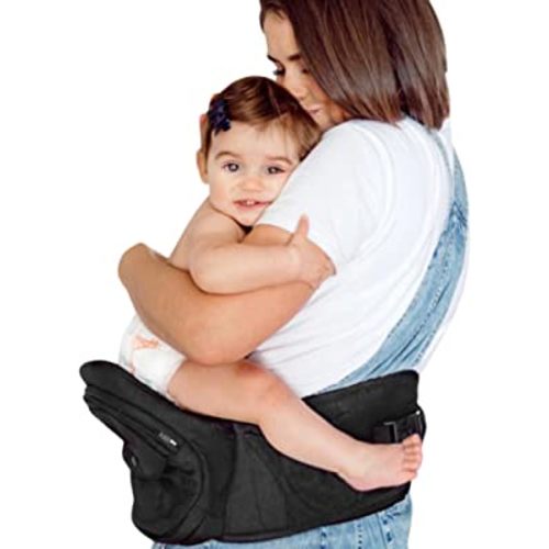 Tushbaby - Safety-Certified Hip Seat Baby Carrier - Mom’s Choice Award Winner, Seen on Shark Tank, Ergonomic Carrier & Extenders for Newborns & Toddlers (Carrier, Black)