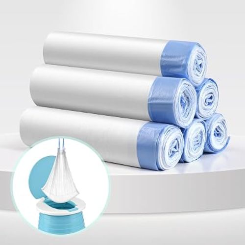 Portable Travel Potty Chair Liners Bags Universal with Drawstring, 90 PCS (18 * 20INCH) (White)