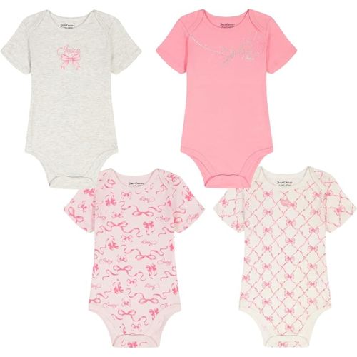Juicy Couture baby-girls 4 Pack Bodysuits
