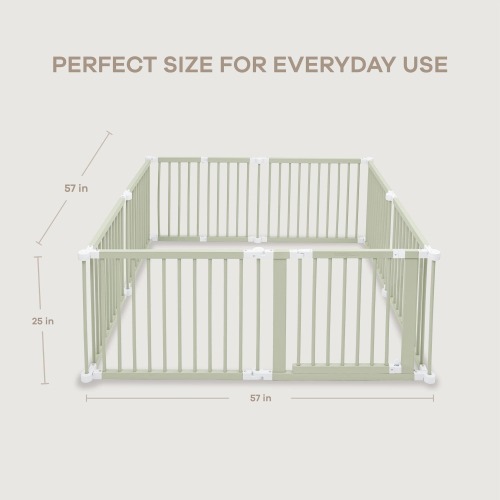 Baby Playpen & Baby Gate for Toddler and Babies, Foldable Wooden Large Shape Playpen with Locking Gate by Comfy Cubs