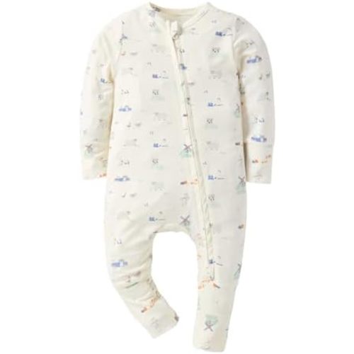 Modal Baby Boy Romper Footies Jumpsuit with Zipper - Ultra Soft & Breathable Footed for 0-18 Months