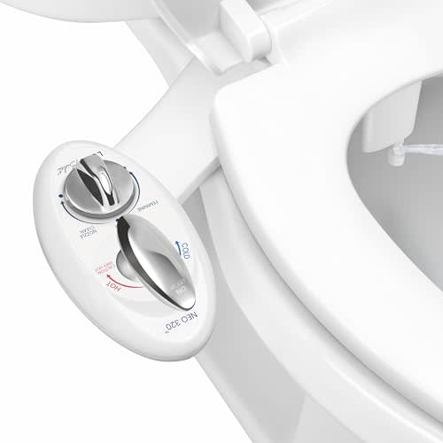 LUXE Bidet NEO 320 - Warm Water Bidet Attachment for Toilet Seat, White | Non-Electric, Warm Water, Dual Nozzle, Self-Cleaning, Adjustable Water Pressure, Rear & Feminine Wash