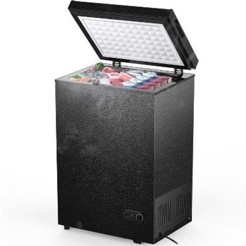 ZAFRO 3.5 Cu.Ft Chest Freezer with Removable Basket and Bottom Defrost Water Drain Freestanding Top Open Door, Deep Freezer , Black