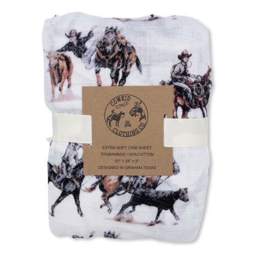 Stop the Clock Bamboo Muslin Crib Sheet – Cowkid Clothing Company
