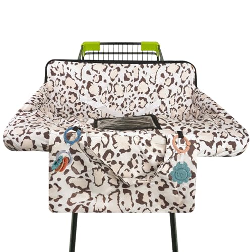 Polovillae Shopping Cart Cover for Baby 2-in-1 High Chair Cover with Safety Harness Multifunctional Grey Pattern Cart Covers for Babies Soft Padded Grocery Cart Cover for Baby Boy Girl