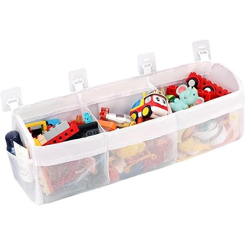 Bath Toy Storage Holder for Bathtub,Bathtub Toy Storage With Large Opening & 3 Compartment,Large Capacity Bath Toy Organizer for Tub