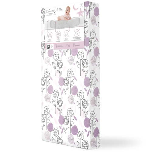Dream on Me Joyful Blooms Breathable Foam Crib & Toddler Mattress In Rose Pink