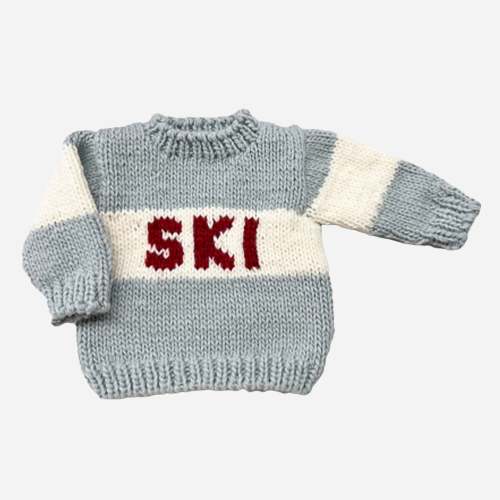 Hand-Knit Baby Ski Sweater in Bowie Grey: Embrace Winter Adventures – The Blueberry Hill