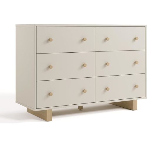 Storkcraft Texas 6 Drawer Dresser (Frosted Oat/Driftwood) – GREENGUARD Gold Certified Baby Dresser, Interlocking Drawer System for Nursery & Kids’ Bedroom, Brown Chest for Kids Bedroom