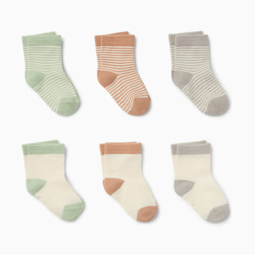 Small Story 6-Pack Crew Socks - Neutrals, 0-3 M