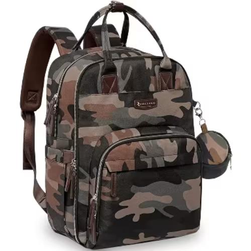 Ruvalino Large Diaper Bag Backpack, Multifunction Baby Changing Travel Bag with Insulated Pockets, Waterproof Backpack for Moms & Dads - Green Camo