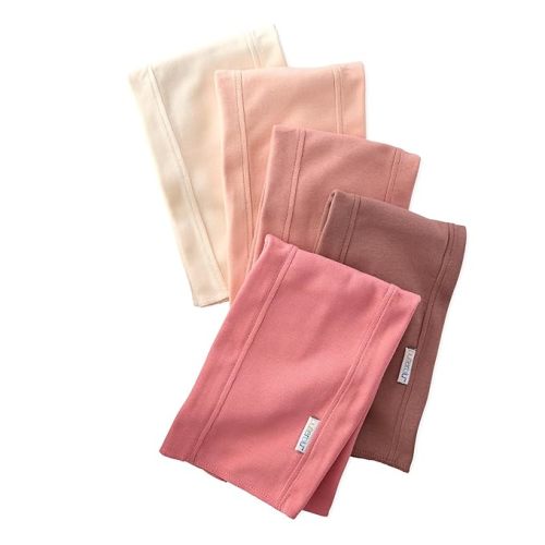 Bailey 5-Pack Burp Cloths 100% Organic Cotton Knit for Newborn & Baby Boys & Girls, Sunset, One Size