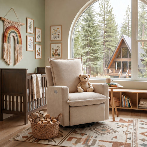 Latitude Run® Abdou Power Recliner Chair Swivel Rocker Glider Recliner, Nursery Glider Recliner, Velvet Nursery Recliner Chair For Living Room-beige | Wayfair