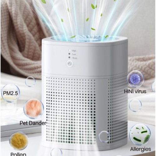 HEATDAZ Air Purifier for Bedroom - Perfect Christmas Gift, Small Air Purifier for Smoke with Sleep Mode, White Holiday Wellness Solution