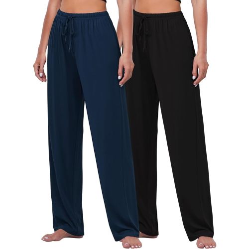 FEQO 2 Pack Women's Lounge Pants Wide Leg Yoga Pants Casual Pajama Bottoms