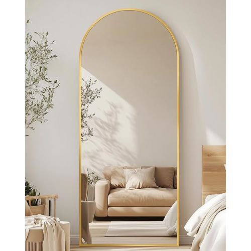 Antok Full Length Mirror, 58"x18" Arched Floor Mirror, Mirror Full Length with Stand, Wall Mounted Mirrors for Living Room Bedroom, Gold