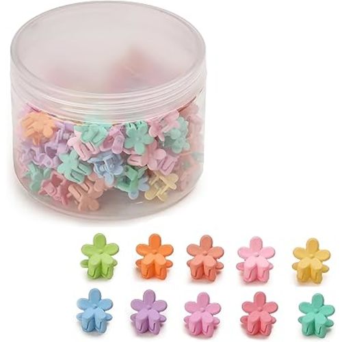 Mini Flower Hair Clips 100Pcs, Small Hair Clips Mini Claw Clips Tiny Matte Jaw Clips Hair Pins Barrettes Cute Hair Accessories for Women Baby Girls Kids Teens