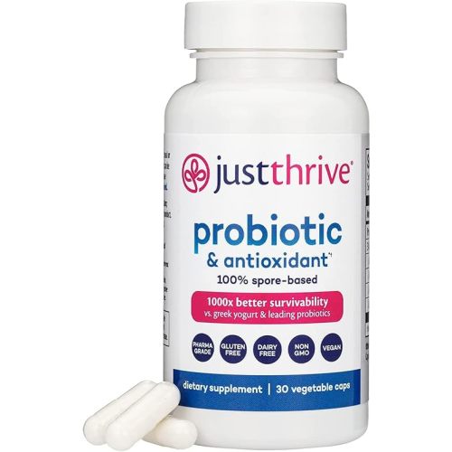 Just Thrive Probiotic & Antioxidant Supplement - 100% Spore-Based Digestive and Immune Support - Gluten Free, 30 Caps