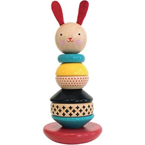 Petit Collage Modern Bunny Wooden Stacking Toy – Solid Wooden Stacking Rings for Kids, Activity Toys Designed with Safe Materials – Active Toy for Babies and Toddlers 12+ Months
