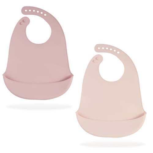 2Pcs Cute Silicone Baby Bibs for Babies & Toddlers Waterproof, Soft, BPA Free (10-72 Months, Baby Girl)