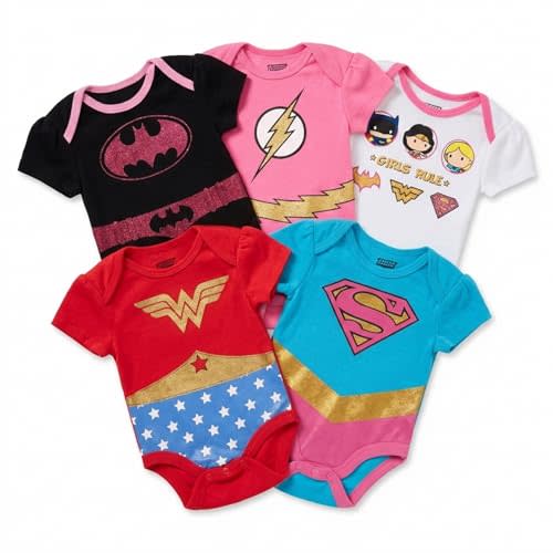 DC Comics Justice League Baby Girls Bodysuit Multipack - Baby Girl Clothes - Newborn Girl Clothes