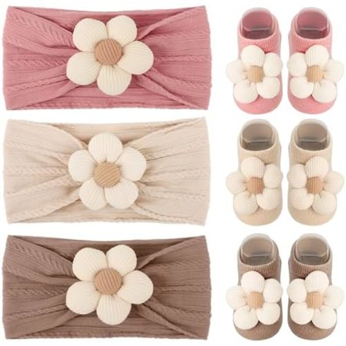 AQOKKA Baby Flower Headbands Nylon Baby Girl Headbands Soft Handmade Hairbands Toddler Hair Accessories for Girls