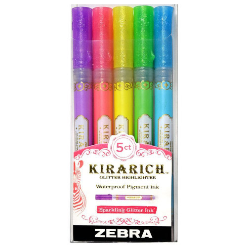 Zebra Kirarich Glitter Highlighter Set of 5