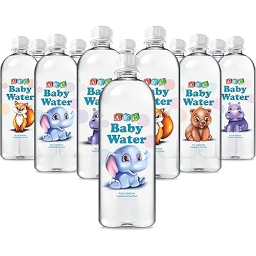 ABC Baby Water Premium Distilled Water for Babies - Healthy Purified 16.9 oz Bottles - Formula, Cereal, Milk, Daily Drinking - 12 Pack