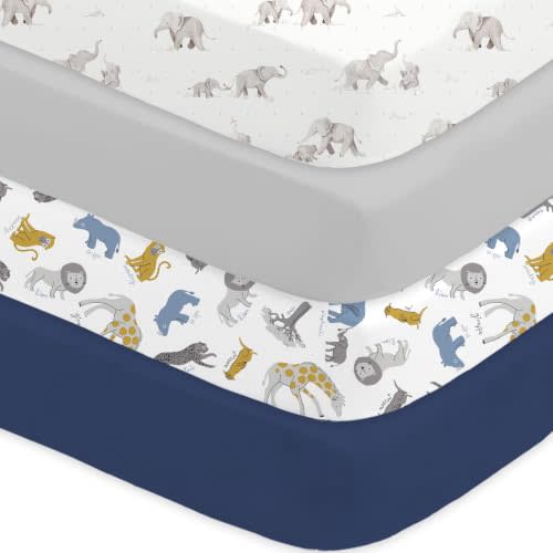 Bimocosy Crib Sheets 4 Pack, 52" x 28" Baby Fitted for Boys & Girls | Breathable & Snug Fit, Soft Toddler Bed Sheets for Standard Crib Mattress, Nursery & Daycare Essentials