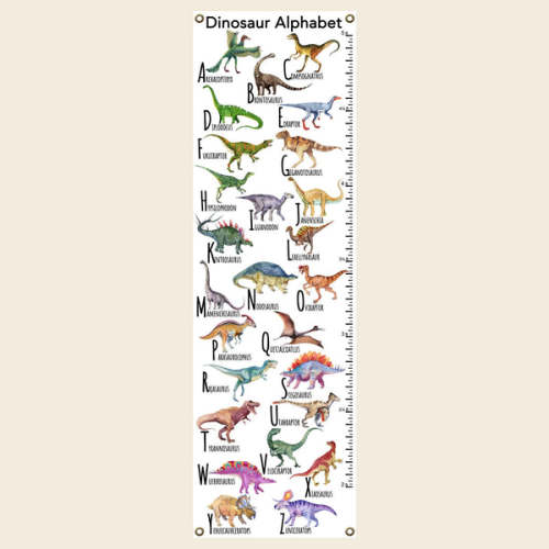 Dinosaur Alphabet Canvas Growth Chart - Dera Design