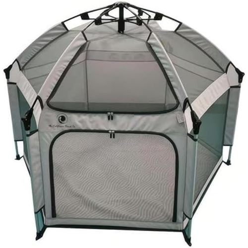 The Pop' N GO Luxe Playpen Comfort Bundle with playmat and mat Cover-Baby Beach Tent, Foldable, Portable W/Canopy, Travel Bag, & Mosquito Net - Pop Up Pack and Play Tent (Luxe)