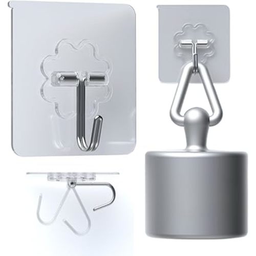 DDMY Heavy Duty Hook 24 Pack Self Adhesive Hooks for Hanging Wall Hooks Transparent Reusable Waterproof Adhesive Sticky Hook for Kitchen Curtain, Towel Bathroom,Coat Shower Door Utility No Damage